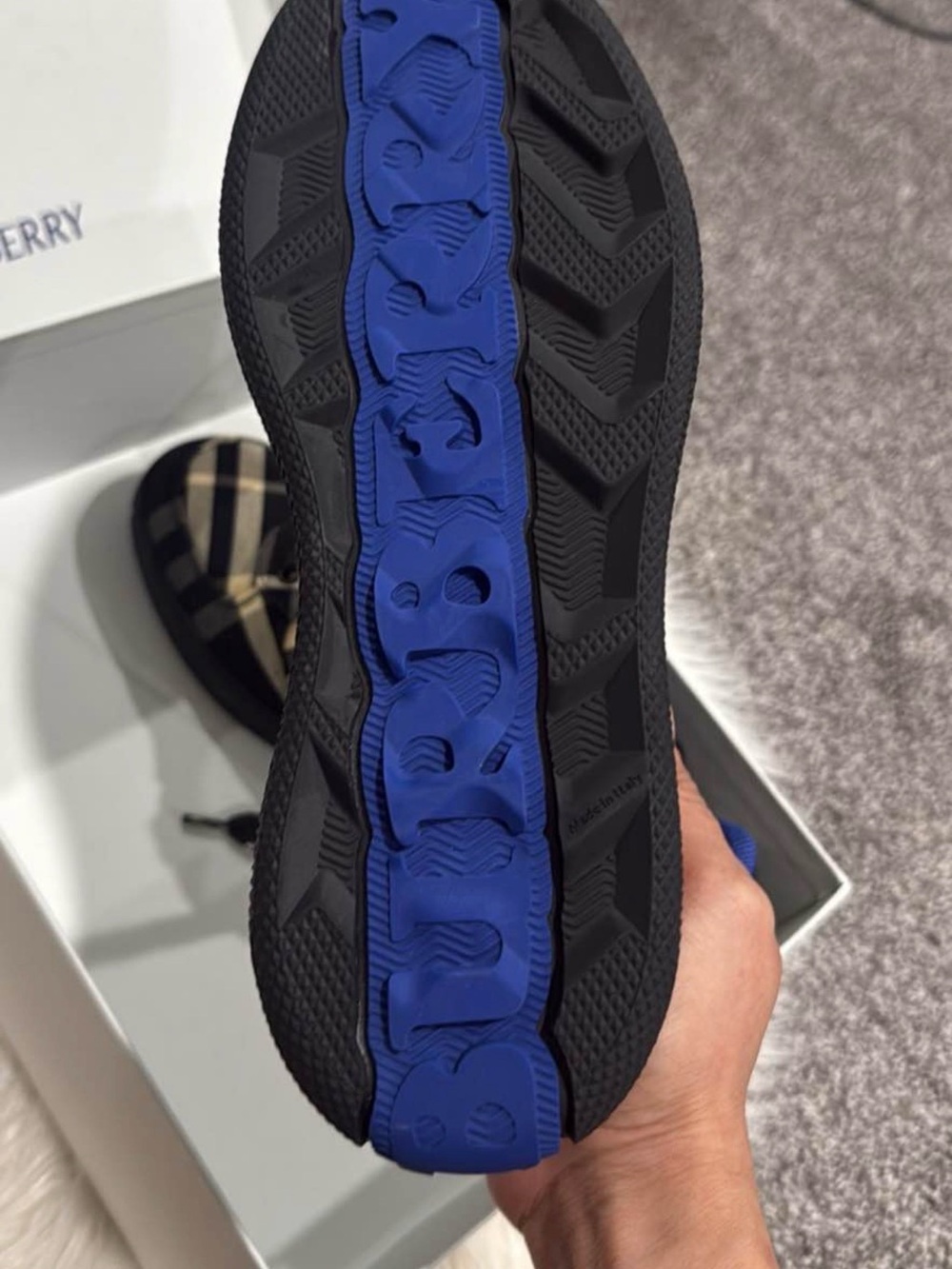 Burberry Black Sneaker with Bright Blue Center Tread